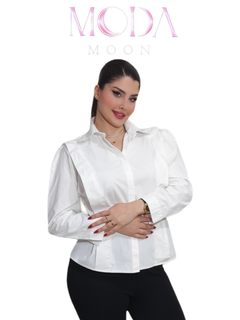 شومیز سفید پوپلین آسیتن پفی برند MODAMOON