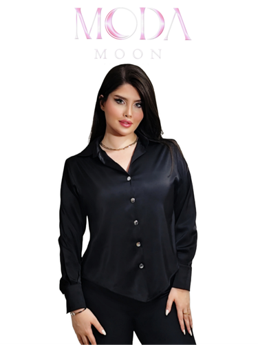 کراپ شومیز زنانه مجلسی شیک ساتن مشکی آسیتن بلند مدل گره ای برند MODAMOON