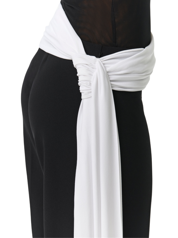 شلوار خاص وایدلگ (Wide-Leg) با شال کمر سفید برند MODAMOON