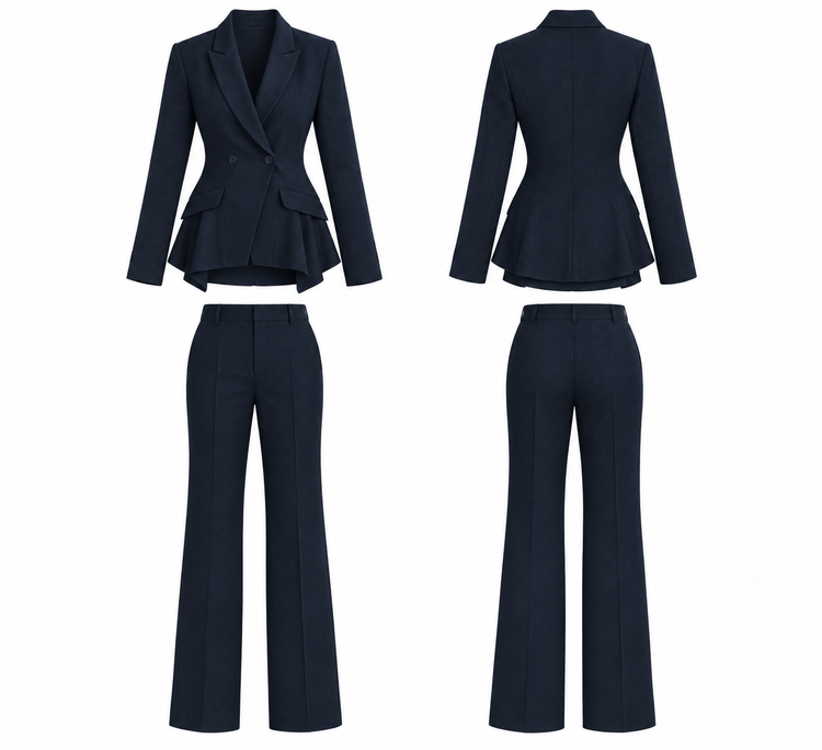 کت و شلوار زنانه مدل Asymmetric Tailored Navy برند MODAMOON